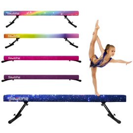 Sealoha 8ft Adjustable&Foldable Balance Beam,High-Low Floor Beam Suede Gymnastics Equipment,No Tool Require,Gymnastics Beam for Training,Physical Therapy and Professional HomeTraining (Starry Sky)