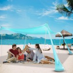 Yeenuo Beach Tent Pop Up Shade with UPF 50+ UV Protection, Beach Tent Sun Shelter with Sandbags, Poles,Ground Pegs and Anti-Wind Ropes