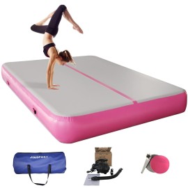 16ft x 3.3ft x 4in Air Mat Gymnastics Track for Tumbling, Cheer Mat with Electric Air Pump, Inflatable Tumble Thick Pad, Cartwheel Crash Balance Form Exercise Springboard for Home, Kids, Girls (Pink)