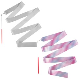 2pcs Dance Ribbons, 78.8inch Sparkling Dance Ribbon, Wand Dancing Ribbon Streamers for Kid, 2 Tapes Gymnastics Ribbon Rhythmic Dance Ribbons Twirling Ribbon for Artistic Dancing Talent Shows