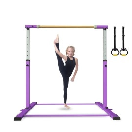 YIintruan Gymnastic Kip Bar,Horizontal Bar for Kids Girls Junior,3 to 5 Adjustable Height,Home Gym Equipment,Ideal for Indoor and Home Training,300lbs Weight Capacity (53 * 9.7 * 7inch, Purple, 1)