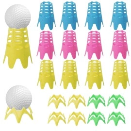 LUTER 20pcs Plastic Golf Tees, Plastic Golf Simulator Tees Training Golf Practice Mat Tees for Lawn Home Training Outside Golf-Lover Athletes (12 Tall & 8 Small, Multicolored)