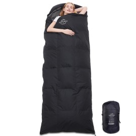 OMVMO Rectangle Goose Feather Sleeping Bag for Adults,Ultralight Wearable 4 Season Envelope Sleeping Bag for Camping