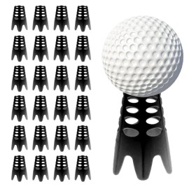 Plastic Golf Tees, 24Pcs Golf Simulator Tees for Home, Outdoor Indoor Golf Tees Simulator Practice Training, Golf Mat Tees for Winter Turf and Driving Range (24pcs Black)