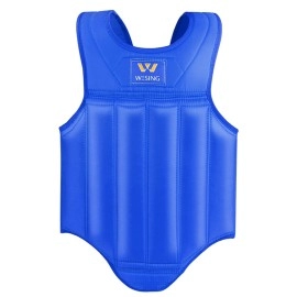 Wesing Martial Arts Muay Thai Boxing Chest Protector MMA Sanda Chest Guard (Blue, XL)