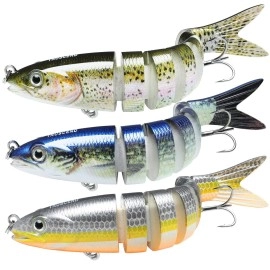 TRUSCEND Fishing Lures for Bass, Multi Jointed Segmented Swimbaits, Slow Sinking Swim Baits Bass Lures Freshwater Swimming Lures for Crappie Trout Walleye, Saltwater Fishing Gear Lures Kit
