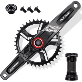 BUCKLOS GXP 170/175mm Mountain Bike Crankset - CNC MTB Hollowtech Direct Mount Single Speed Cranksets, Bicycle Crank Set with 32/34/36/38T Narrow Wide Tooth Chainring for 9/10/11/12 Speeds