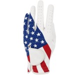 GOLTERS Golf Gloves for Men and Women Left Hand for Right Handed Golfer The American Flag Pattern Synthetic Leather Lycra Fiber Adjustable Closure (Lady Golf Gloves, Large)
