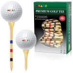 HUAEN Golf Tees Bamboo Tees 150 Pack 3-1/4 Inch Unbreakable Long Tees Bulk,Low Friction and Resistance (3 Colors)