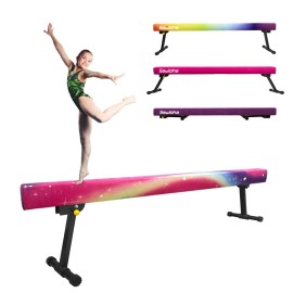 Sealoha 8ft Ultrasimple Adjustable&Foldable Balance Beam,High-Low Floor Beam Suede Gymnastics Equipment,No Tool Require, Gymnastics Beam for Training&Professional HomeTraining