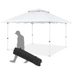 ECOTOUGE 12x12 ft Pop Up Canopy Tent with UV Protection Patio Tent Perfect for Backyard Parties, Beach Trips & Car Camping (White)