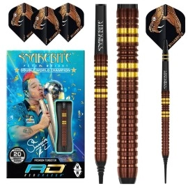 RED DRAGON Peter Snakebite Wright Copper Fusion 18 Gram Softip Premium Tungsten Darts Set with Flights and Stems