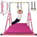 Peakpath Gymnastics kip Bar with Mat,Height Adjustable 3 to 5 and Foldable Gymnastic Equipment for Kids Junior Ages 3-15, Ideal for Indoor and Home Training