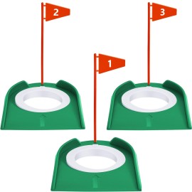 Sotiff 3 Pcs Golf Putting Cup Golf Hole Training Aids Golf Accessories Golf Training Putters with Plastic Flag for Kid Adult Green Office Garage Yard Indoor Outdoor Practice (Red)