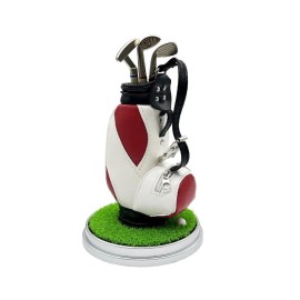 Lightahead USGOLFER Mini Desktop Golf Souvenir Set with 3 Pens Shaped Like Golf Clubs a Miniature Golf Bag Pen Holder, Grass mat Stand with Ball, Novelty Golf Gifts Souvenirs (RED)
