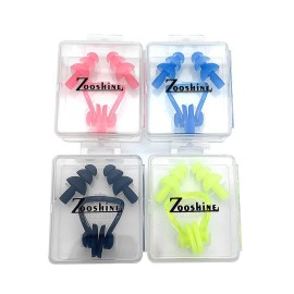 Zooshine Waterproof Swimming Ear Plugs Swimming Nose Clips Protect Your Ears and Nose in Water 4 Colors with Box Packed for Kids Age 7+ and Adults