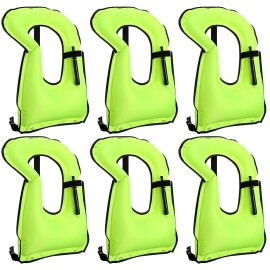 Jerify 6 Pcs Inflatable Snorkel Vest Adults, Portable Swim Vest Jackets, Adjustable Kayaking Jackets Safety Vests for Snorkeling Swimming Diving Surfing