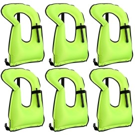 Jerify 6 Pcs Inflatable Snorkel Vest Adults, Portable Swim Vest Jackets, Adjustable Kayaking Jackets Safety Vests for Snorkeling Swimming Diving Surfing