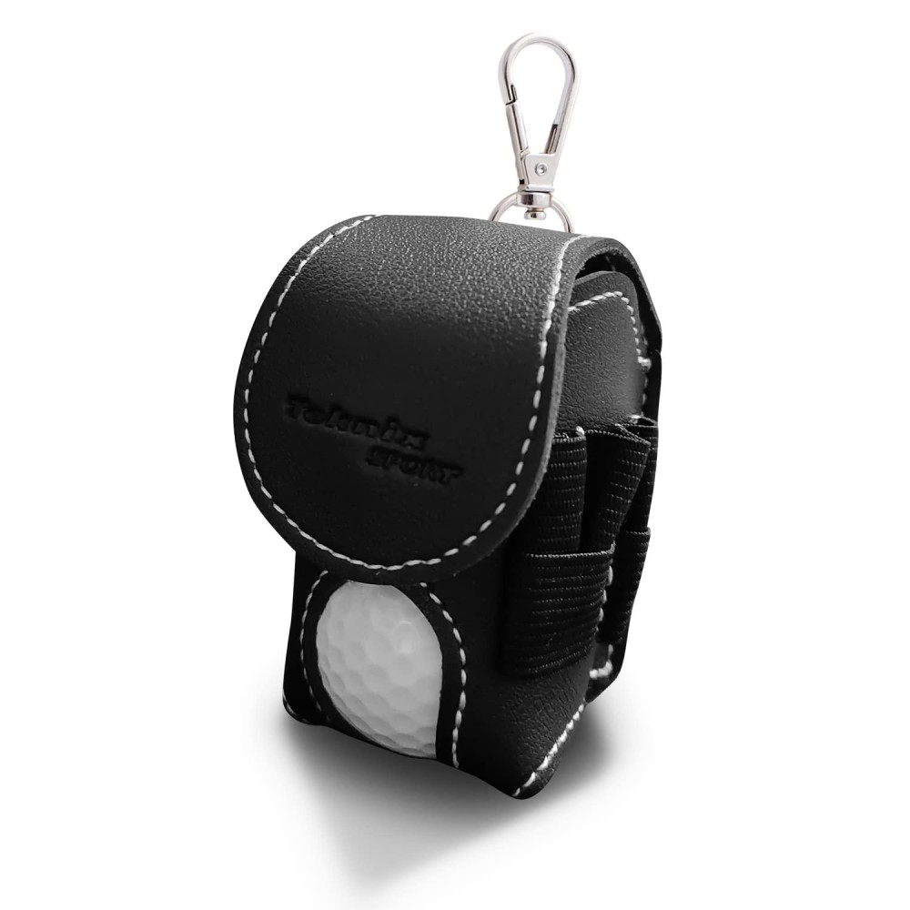 TEKNIXSPORT Golf Ball Waist Bag, Lightweight Golf Ball Case Waist Holder Bag, Leather Golf Bag, Golf Ball Storage Pocket Golf Tee Bag Utility Pouch Sports Accessories for Golfer (BLACK)