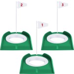 Sotiff 3 Pcs Golf Putting Cup Golf Hole Training Aids Golf Accessories Golf Training Putters with Plastic Flag for Kid Adult Green Office Garage Yard Indoor Outdoor Practice (White)