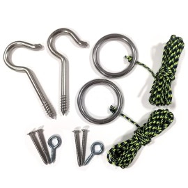 Hook and Ring Toss Game-DIY Kit Swing Target Game -Ring Toss Game Set with String and Hooks for Outdoor/Indoor (Green 2)