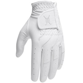 Handy Picks Men? Golf Gloves, All Weather Golf Gloves, Soft Feel Leather Helps You Maintain Control in All Conditions (White, Extra Large)