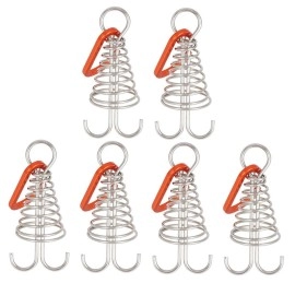 CLISPEED 6pcs Plank Hook Spring Adjustable Hitch Stainless Steel s Hooks Outdoor Hooks for Hanging Adjustable Deck Anchor Pegs Tent Hooks Board Pegs Outdoor Camping Tools Tent Board Stake