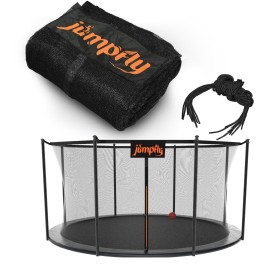Jumpfly Trampoline Net, 14 FT Trampoline Replacement Safety Enclosure Net for W/ 8 Poles, Round Frame Trampoline, Breathable & Weather-Resistant Trampoline Net with Adjustable Straps