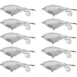 Aneew Unpainted Blanks Lures Crankbaits Pencil Whopper Popper Topwater Bass Fishing Lures Kit Floating Rotating Tails Swimbaits (10pcs-2.95