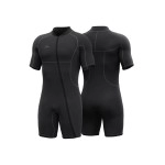 Hevto Men Shorty Wetsuits 3/2mm Neoprene Front Zip Short Wet Suit for Surfing Swimming SUP Snorkeling Diving (M05S-Black, M)