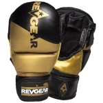 Revgear Pinnacle MMA Gloves Classic MMA Sparring Glove Design Multi Layer Foam Padding Over The Knuckles Thumb Protection (Gold/Black, Small)