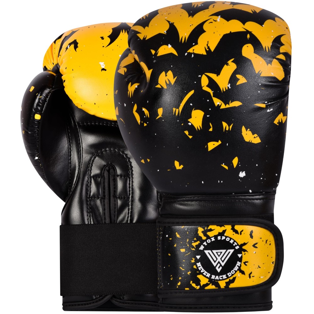 WYOX Kids Boxing Gloves Punching Gloves Training Gloves for Boys and Girls Kickboxing, Muay Thai, and MMA with Wrist Straps for Punching Bag and Strength Training (Bat - Size 8)