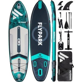 Flypark 11'x35''Inflatable Stand Up Paddle Boards, Extra Wide SUP Paddleboard Inflatable, Yoga Stand Up Paddle Board, Family SUP Board, 116L Backpack, Shoulder Strap, 2-Action Pump