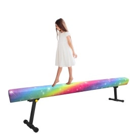 Wesky Adjustable Balance Beam,High and Low Floor Beam Gymnastics Equipment,Professional Gymnastics Beam for Kids Home Training with Foldable Legs (Rainbow, 6FT)