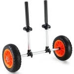 VEVOR Sit on Top Kayak Cart Dolly, Detachable Canoe Trolley Cart with 10'' Solid Tires, 280lbs Load Capacity, Adjustable Width for Kayaks with Drain Holes of 1