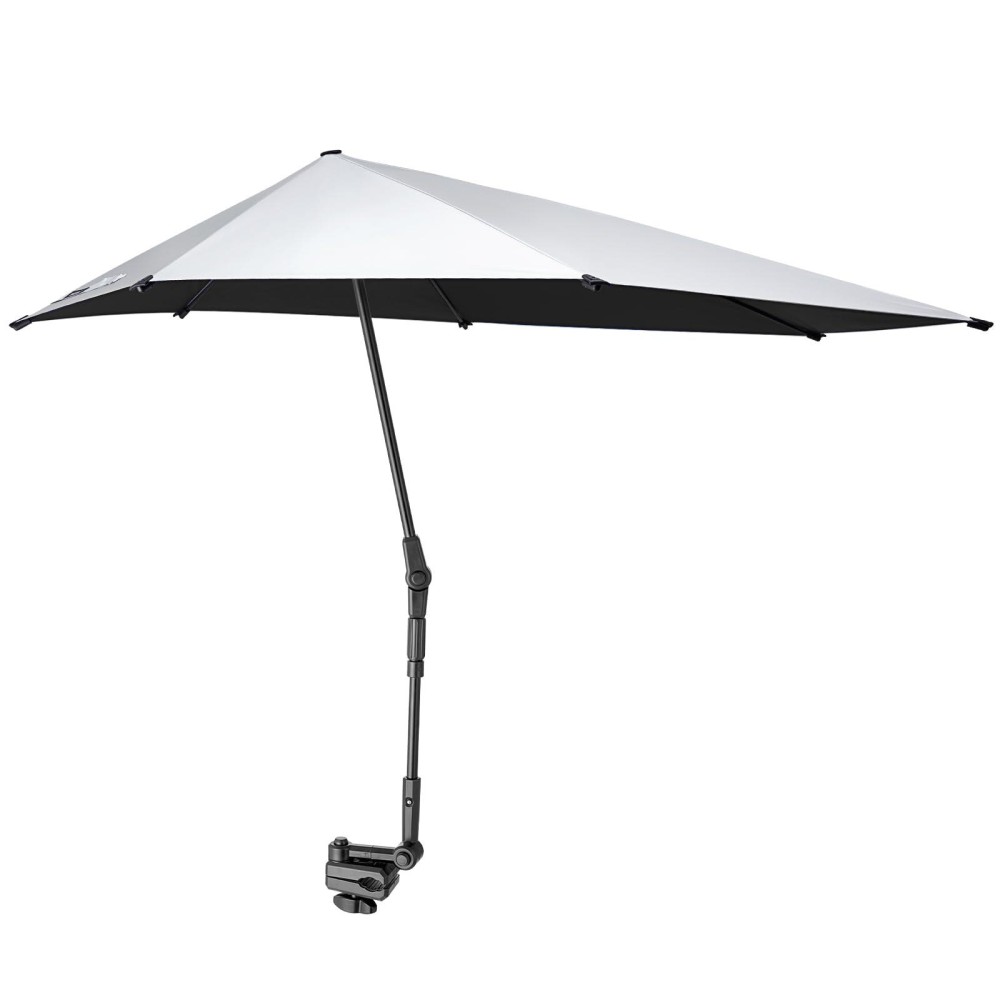 G4Free UPF 50+ Adjustable Chair Umbrella XL with Universal Clamp UV Protection Sun Shade Umbrella for Beach Chair, Stroller, Wheelchair, Golf Cart, Bleacher, Patio (Black)