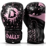 DALLX Boxing Gloves for MMA Fitness Kickboxing Heavy Punching Bag Muay Thai Sparring Gloves for Men and Women (Black Pink, 14 OZ)
