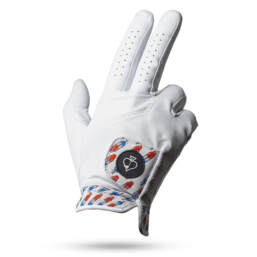 Pins & Aces - Rocket Pop Golf Glove Design - Premium AAA Cabretta Leather, Long-Lasting Durable Tour Glove for Men or Women - Premium Leather Golf Glove Left & Right Hand (Medium/Large, Right)