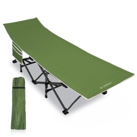 DRMOIS Camping cots, Oversized Portable Foldable Outdoor Bed for Adults Kids, Cot for Traveling Gear Supplier, Office Nap,Support 450 lbs-Army Green-Without Sleeping Pad Mattress