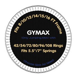GYMAX Trampoline Mat, 8FT/10FT/12FT/14FT/15FT/16FT Trampoline Accessories Replacement Mat with 42/54/72/80/96/108 V-Rings & 8 Row Stitch, Using 5-7Springs, Anti-UV Wear-Resistant Jumping Mat (14FT)