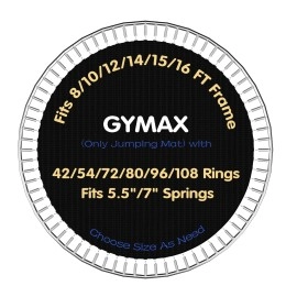 GYMAX Trampoline Mat, 8FT/10FT/12FT/14FT/15FT/16FT Trampoline Accessories Replacement Mat with 42/54/72/80/96/108 V-Rings & 8 Row Stitch, Using 5-7Springs, Anti-UV Wear-Resistant Jumping Mat (12FT)