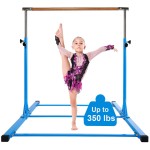 Dai&F Gymnastics Bar for Kids, 3 to 5 Gymnastics Bars for Home with 1-11 Levels Adjusable Height, Stainless Steel Horizontal Training Bar, Holds up to 350LBS