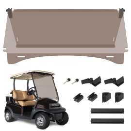 10L0L Golf Cart Windshield HD Shatterproof & Foldable Windproof for Golf Cart Club Car Precedent Since 2004 (Brown)