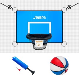 Jajahu Trampoline Basketball Hoop with Mini Basketball and Pump Attachment Soft Material Breakaway Rim for Dunk Fit for All Age (A)