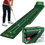 HUAEN Golf Putting Mat Putting Green Indoor & Outdoor with Ball Return and 3 Holes Improve Accuracy and Speed Durable Wrinkle-Resistant Velvet Crystal Mat Golf Accessories for Men