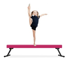 EL&IT?Wings 6ft Gymnastic Balance Beam,Adjustable High and Low Level Floor Beam - Highly Stable - Gym Practice Training Equipment for Kids Children Girls Home (Rose red)