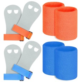 Vefungyan Gymnastics Hand Grips Wristbands Sets: 2 Sets Bar Grips Palm Protectors and Wristbands for Girls Kids Youth Support Sports Accessories for Kettlebells, Weightlifting, Workout and Exercise