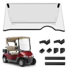 10L0L Golf Cart Windshield HD Shatterproof & Foldable Windproof for Golf Cart EZGO RXV Since 2008, 2023 Upgrade Thickened Windshields (Transparent)