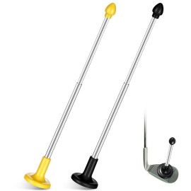 2 Pcs Golf Alignment Sticks Magnetic Golf Alignment Rods Golf Club Lie Angle Tool Plastic Golf Swing Training Aid 2 Section Retractable Golf Alignment Rods Golf Direction Indicator Gift (Black Yellow)