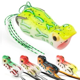 Syosisny 5pcs Topwater Frog Lure Set with Weedless Hooks, Soft Fishing Lures with Realistic Design, Perfect for Bass Fishing